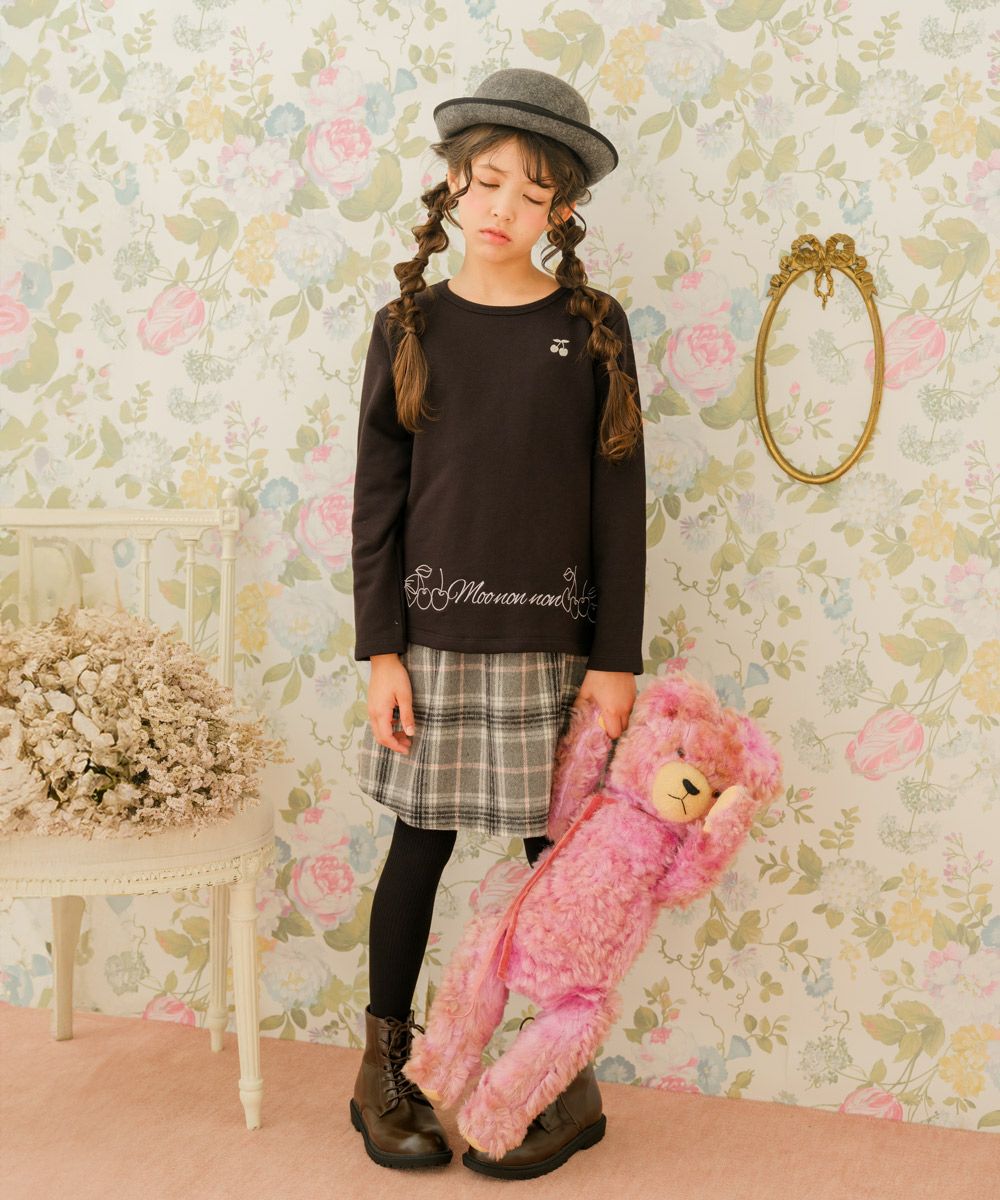 ベビー服 女の子 キッズ ジュニア おんなのこ さくらんぼ リボン 刺繍 ブラック(00) モデル画像2
