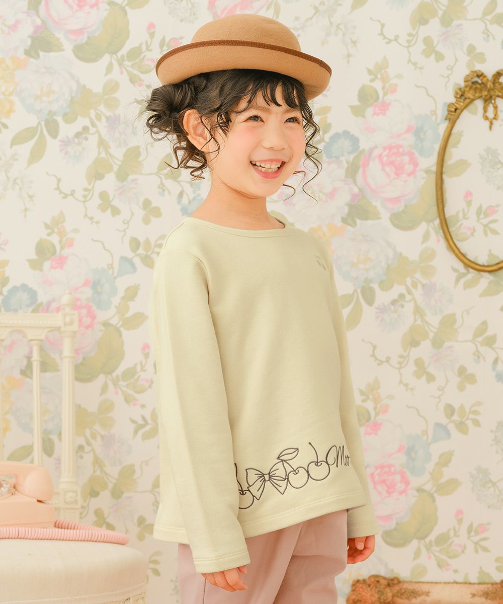 ベビー服 女の子 キッズ ジュニア おんなのこ さくらんぼ リボン 刺繍 アイボリー(12) モデル画像アップ