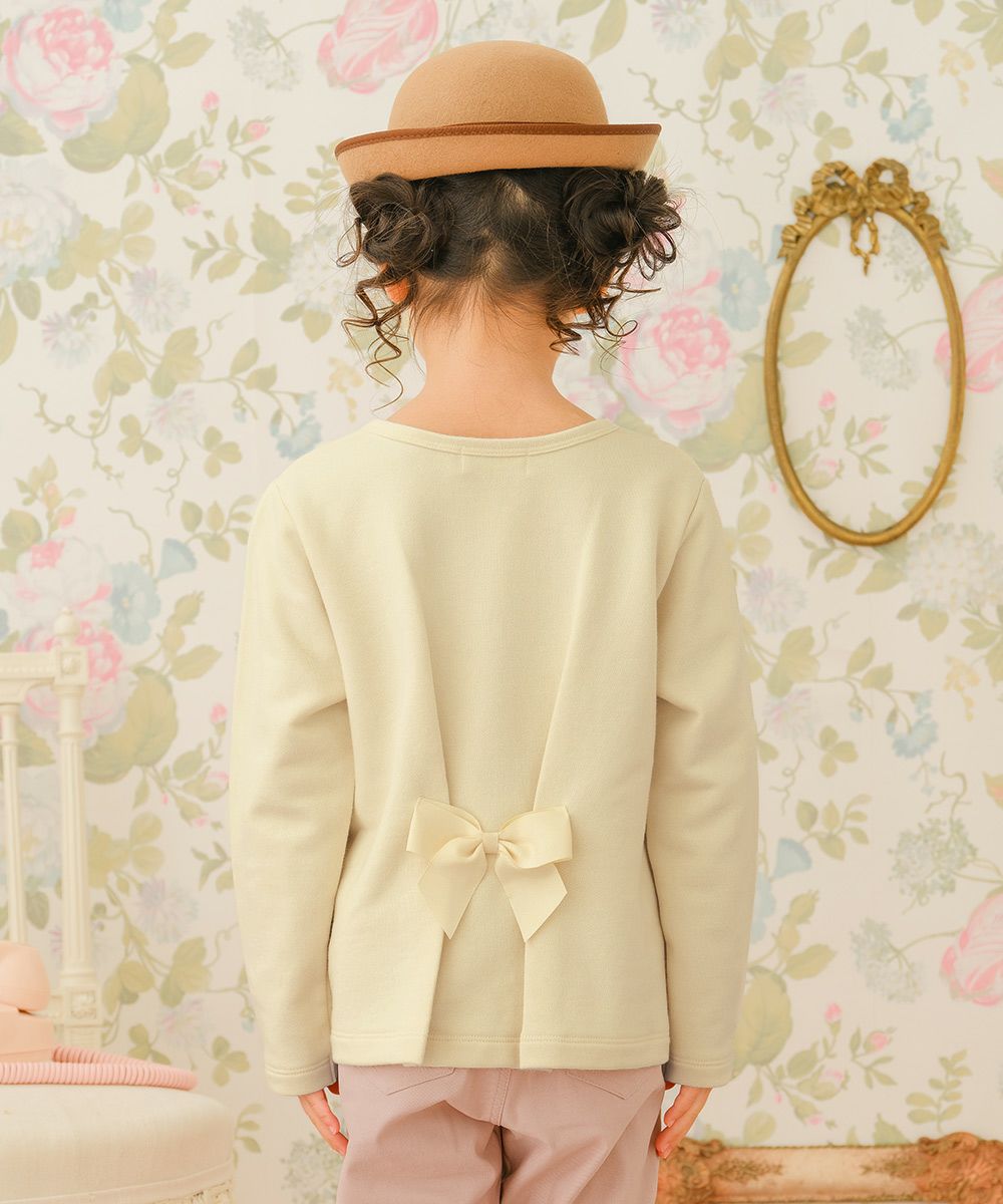 ベビー服 女の子 キッズ ジュニア おんなのこ さくらんぼ リボン 刺繍 アイボリー(12) モデル画像全身