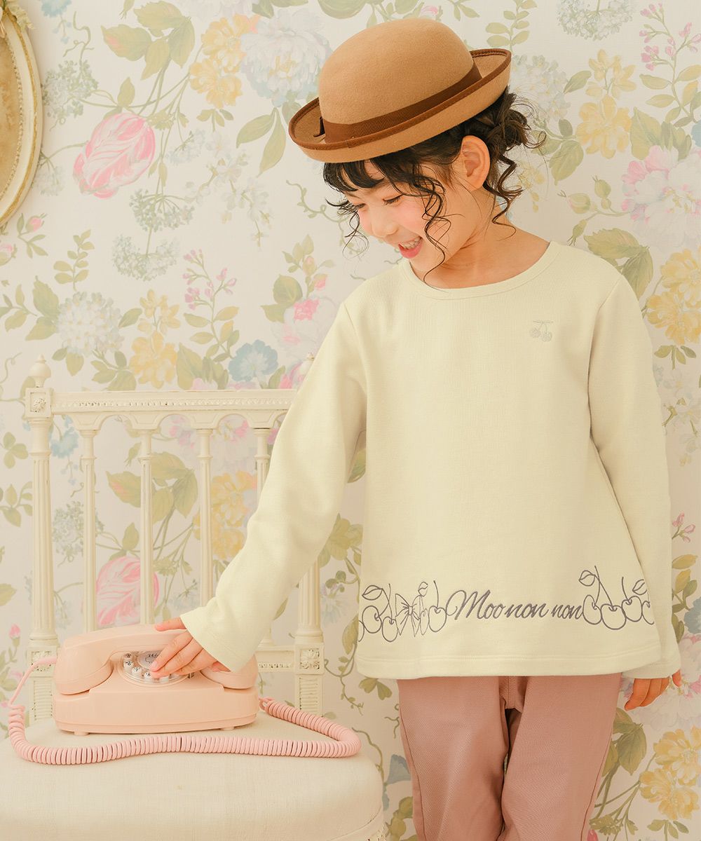 ベビー服 女の子 キッズ ジュニア おんなのこ さくらんぼ リボン 刺繍 アイボリー(12) モデル画像1