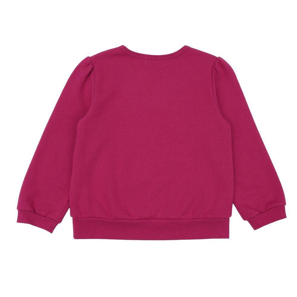 ベビー服 女の子 冬モチーフ　刺繍 裏起毛トレーナー ピンク(02) 背面