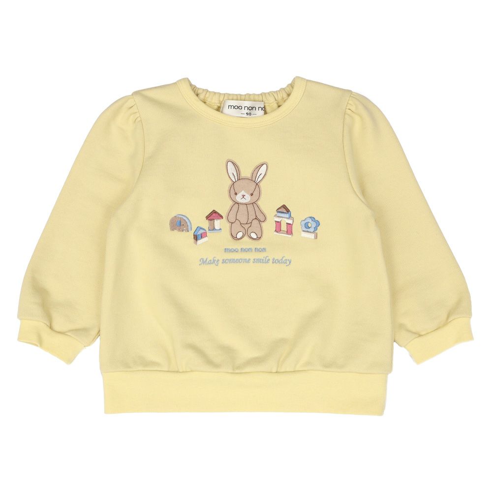 ベビー服 女の子 うさぎ ワッペン トレーナー イエロー(04) 正面
