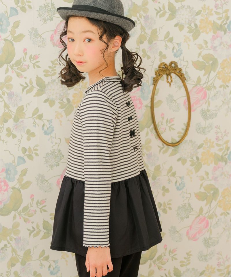 子供服 女の子 おしゃれ かわいい ガーリーカジュアル ボーダー柄 りぼん プレゼント ギフト