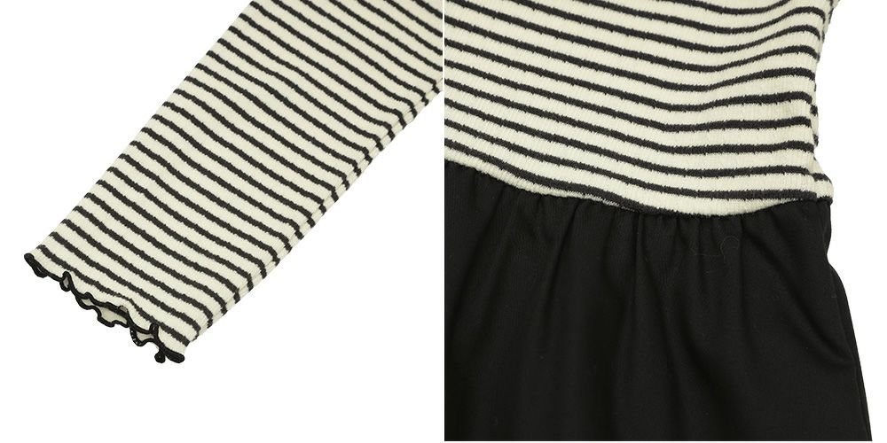 子供服 女の子 おしゃれ かわいい ガーリーカジュアル ボーダー柄 りぼん プレゼント ギフト ホワイト×ブラック(10) デザインポイント2