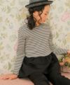子供服 女の子 おしゃれ かわいい ガーリーカジュアル ボーダー柄 りぼん プレゼント ギフト ホワイト×ブラック(10) モデル画像3