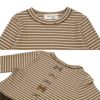 子供服 女の子 ボーダー柄 バックリボン ギャザー切り替え Tシャツ ブラウン(05) デザインポイント1