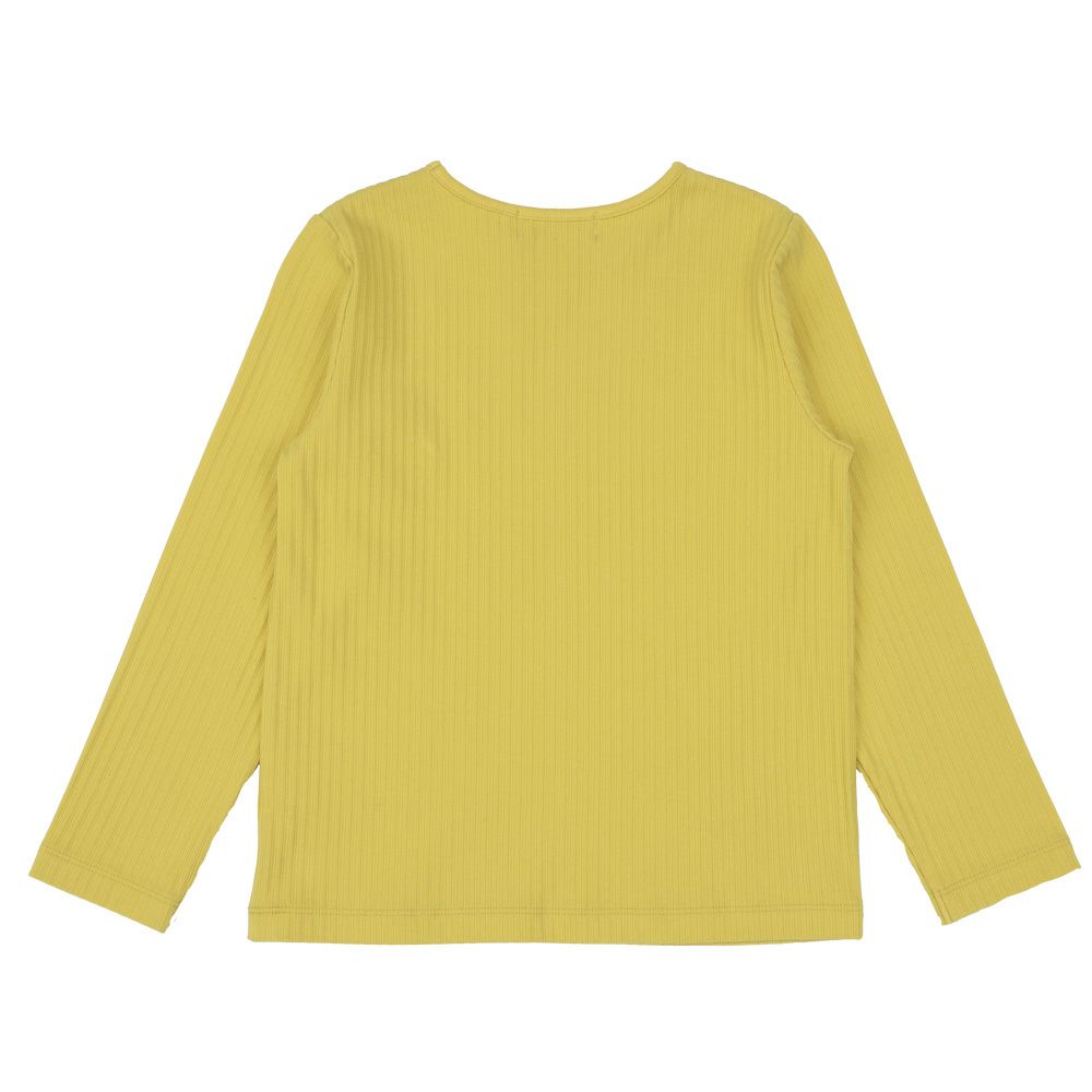 ベビー服 女の子 音符ロゴ付き リブ素材 長袖 Tシャツ イエロー(04) 背面