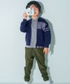 ベビー服 男の子 ブランドロゴ 刺繍 裏毛 ジャケット ネイビー(06) モデル画像アップ