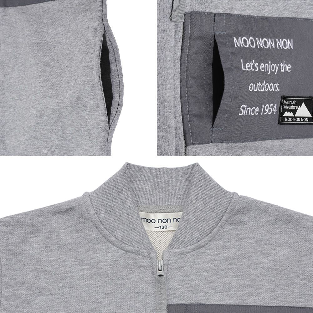 ベビー服 男の子 ブランドロゴ 刺繍 裏毛 ジャケット 杢ｸﾞﾚｰ(92) デザインポイント2