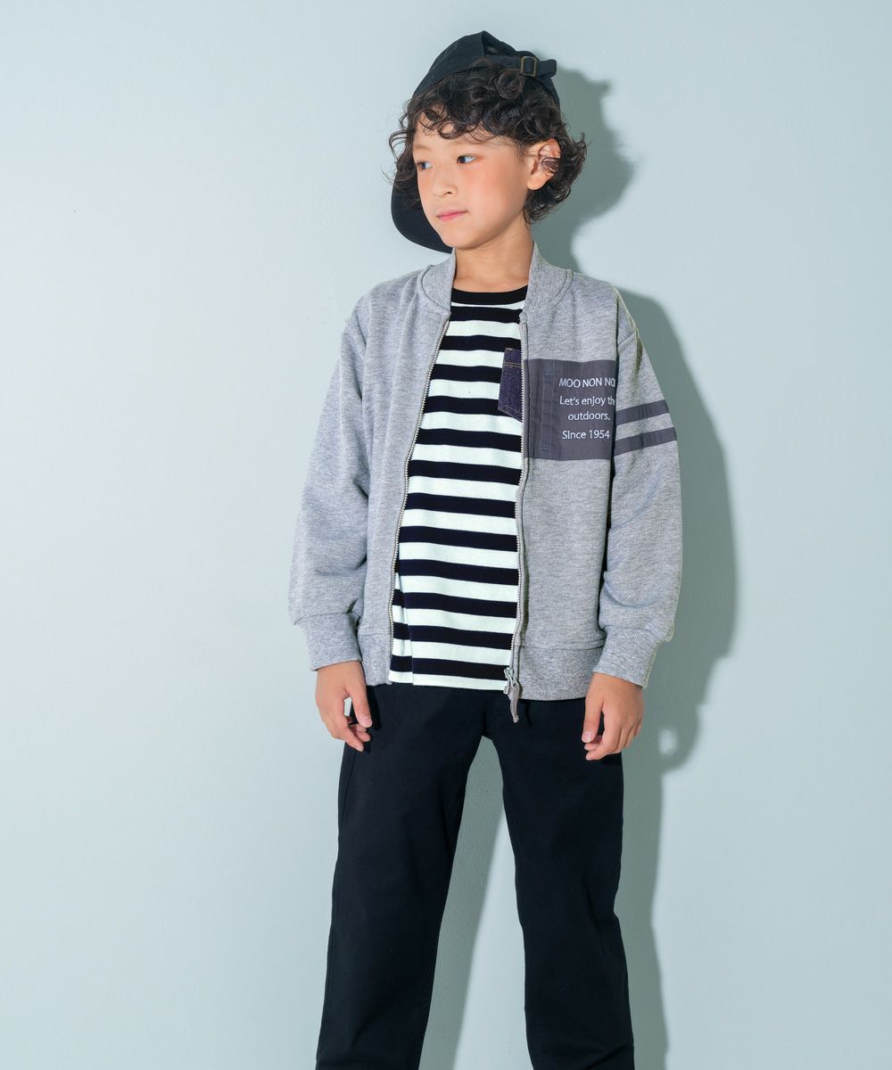 ベビー服 男の子 ブランドロゴ 刺繍 裏毛 ジャケット 杢ｸﾞﾚｰ(92) モデル画像アップ