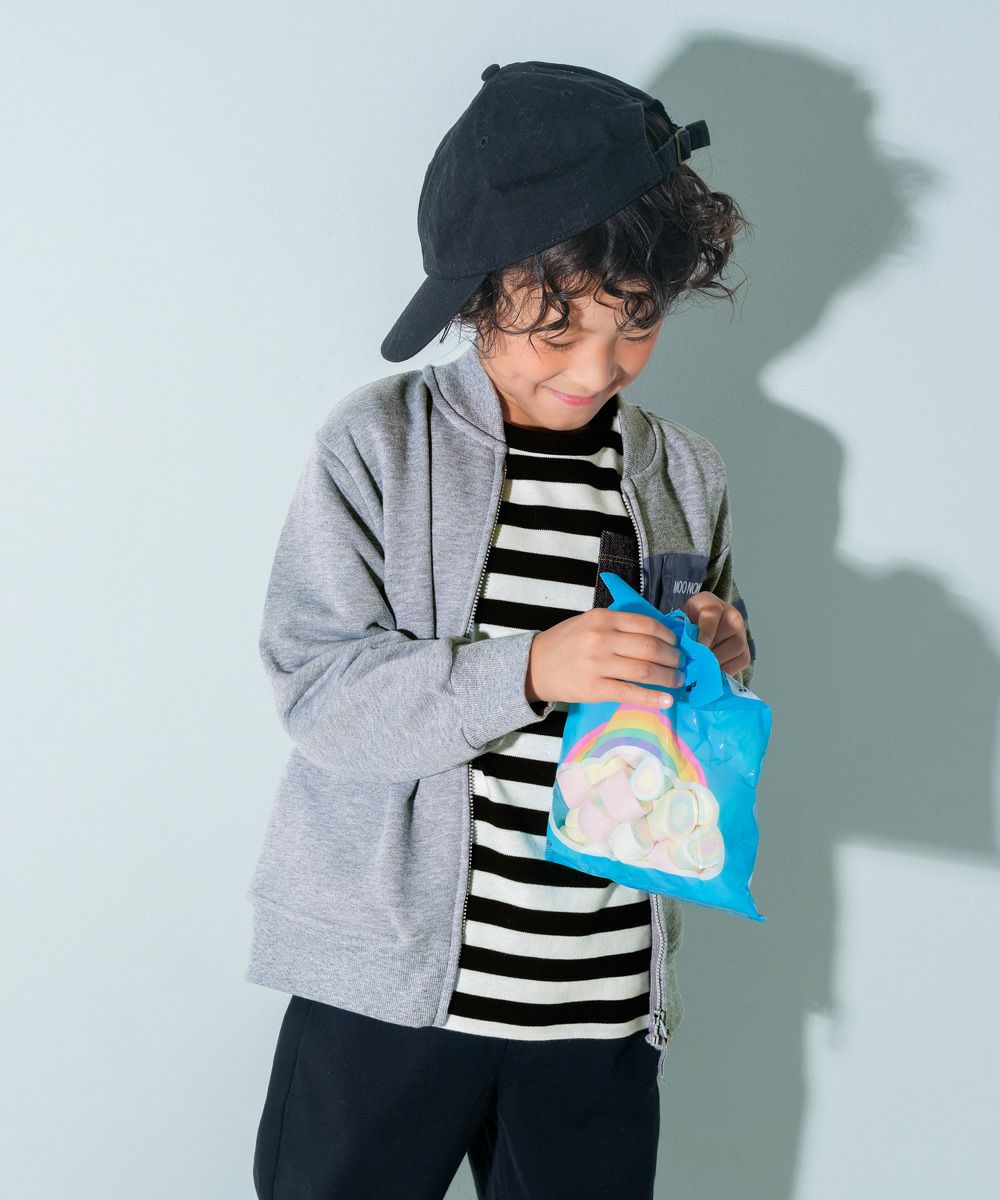 ベビー服 男の子 ブランドロゴ 刺繍 裏毛 ジャケット 杢ｸﾞﾚｰ(92) モデル画像全身