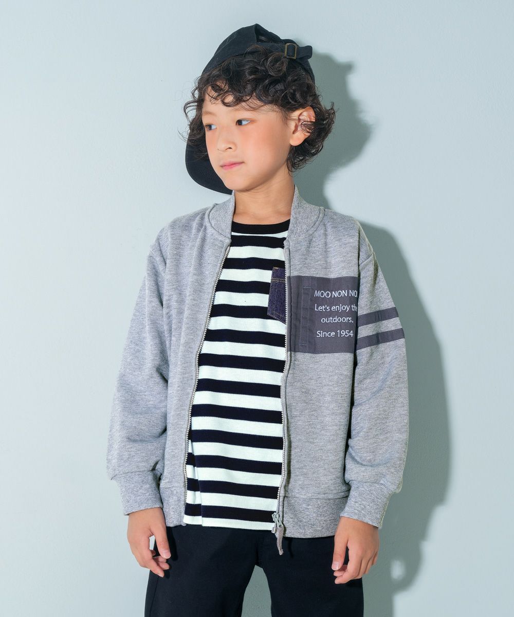 ベビー服 男の子 ブランドロゴ 刺繍 裏毛 ジャケット 杢ｸﾞﾚｰ(92) モデル画像1