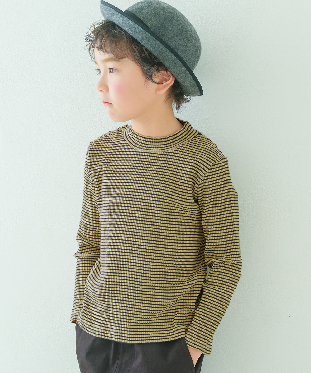 子供服 男の子 クルーネック 長袖 Tシャツ ベージュ(51) トルソー正面