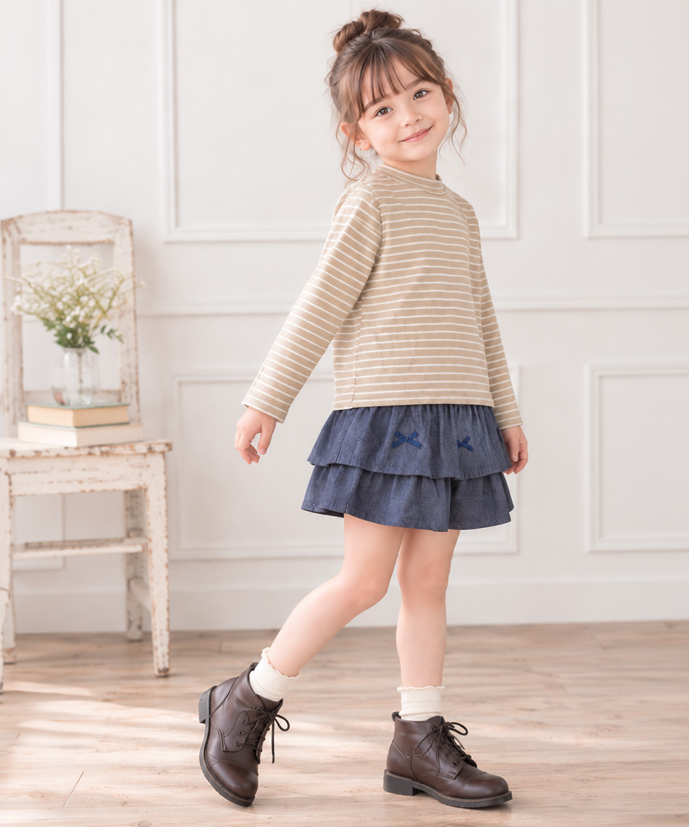 子供服 男の子 クルーネック 長袖 Tシャツ オフホワイト(11) モデル