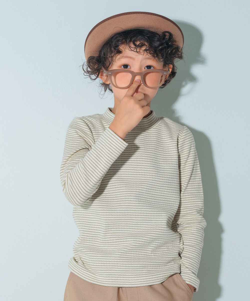 子供服 男の子 クルーネック 長袖 Tシャツ ベージュ(51) トルソー正面