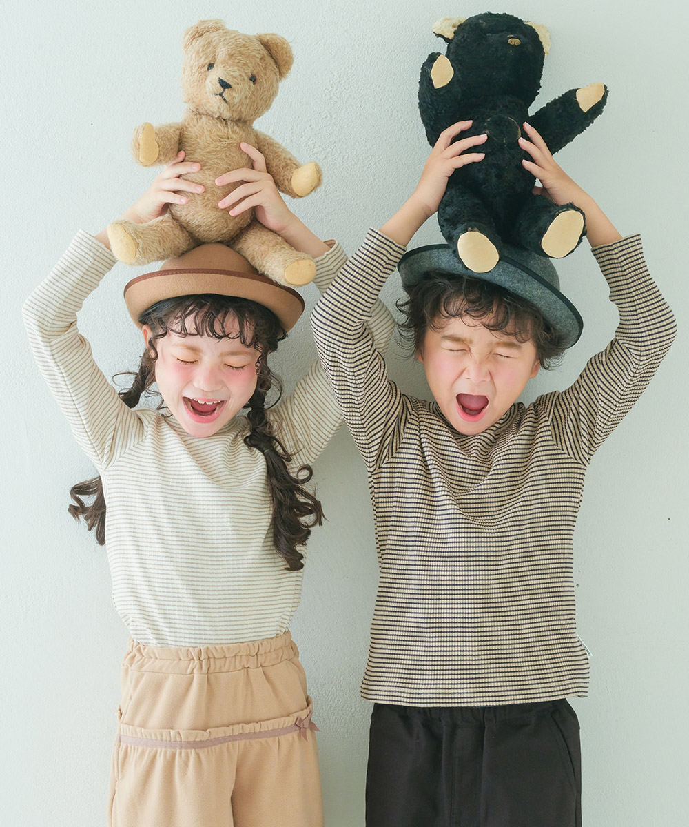 子供服 男の子 クルーネック 長袖 Tシャツ アイボリー(12) 正面