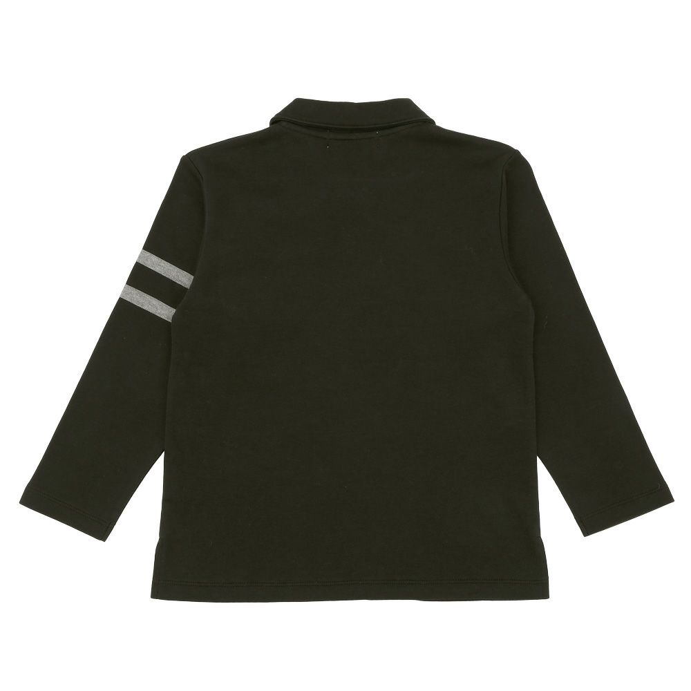 ベビー服 男の子 綿100％ 子ども服 こども キッズ ジュニア コットン 襟付き ロゴ 長袖ティーシャツ ブラック(00) 背面
