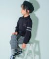 ベビー服 男の子 綿100％ 襟付き 長袖 Tシャツ ブラック(00) モデル画像全身