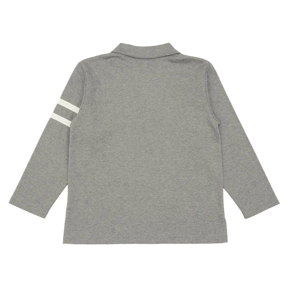 ベビー服 男の子 綿100％ 子ども服 こども キッズ ジュニア コットン 襟付き ロゴ 長袖ティーシャツ 杢ｸﾞﾚｰ(92) 背面