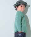 ベビー服 男の子 恐竜 刺繍 ポケット付き 微起毛トレーナー グリーン(08) モデル画像全身