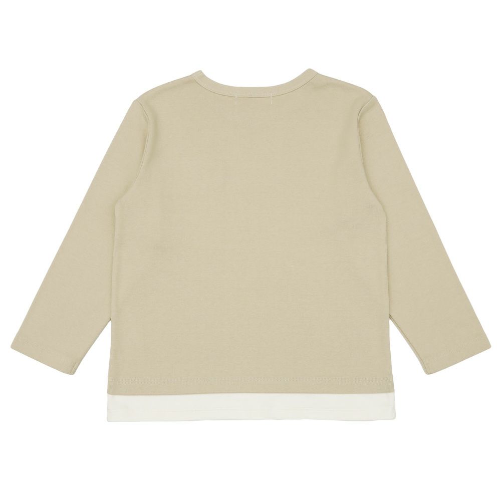 子供服 男の子 レイヤード風 ブランドロゴ ポケット トレーナー ベージュ(51) 背面