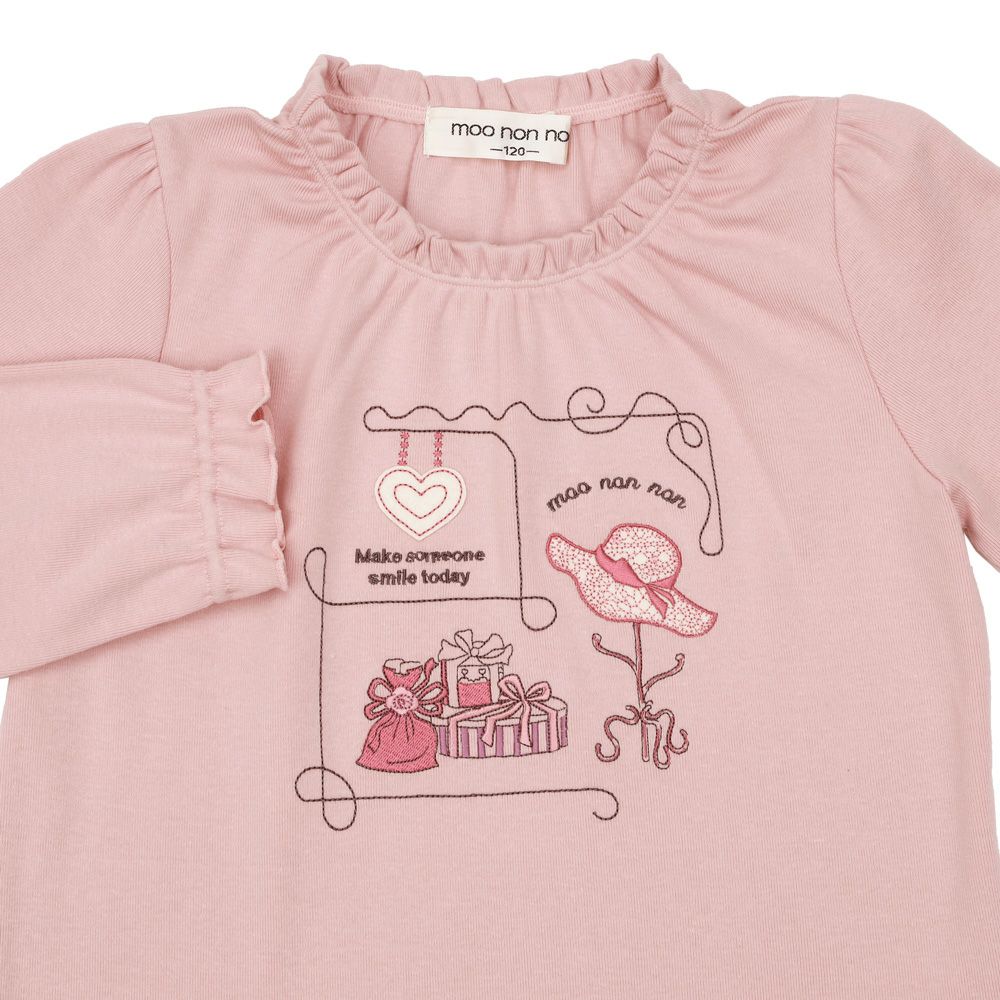 ベビー服 女の子 ハート＆帽子 刺繍 微起毛トレーナー ピンク(02) デザインポイント2