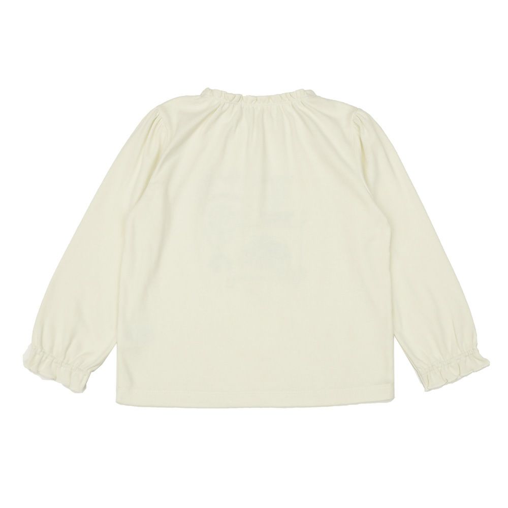 ベビー服 女の子 ハート＆帽子 刺繍 微起毛トレーナー オフホワイト(11) 背面