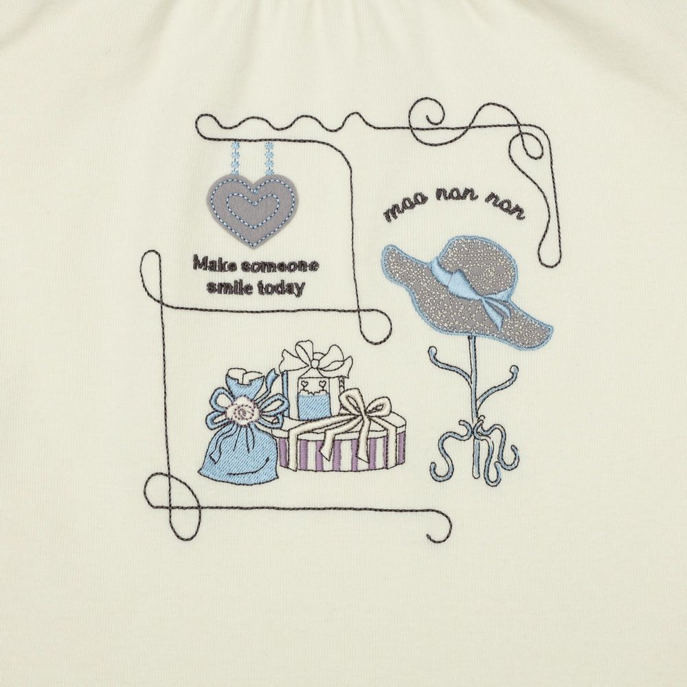 ベビー服 女の子 ハート＆帽子 刺繍 微起毛トレーナー オフホワイト(11) デザインポイント1