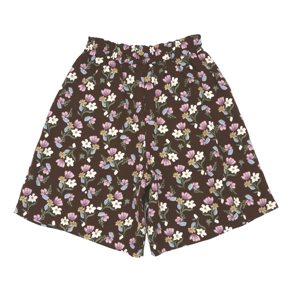 子供服 女の子 花柄 ポケット付き キュロットパンツ ブラウン(05) 背面