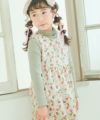 子供服 女の子 リブ生地 ハイネック 長袖Tシャツ グリーン(08) モデル画像全身