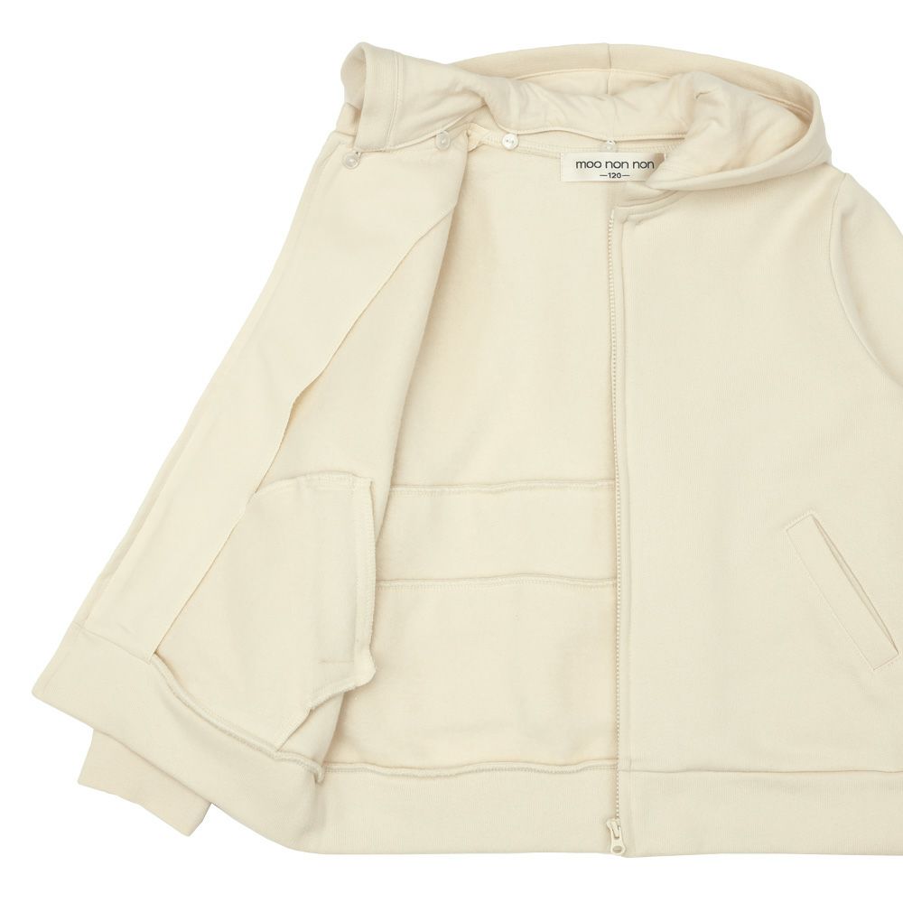 ベビー服 女の子 フード取り外し可能 ティアード 裏起毛 パーカー アイボリー(12) デザインポイント1