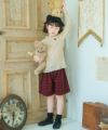 子供服 女の子 ジャガード チェック柄 ポケット付き キュロットパンツ レッド(03) モデル画像4