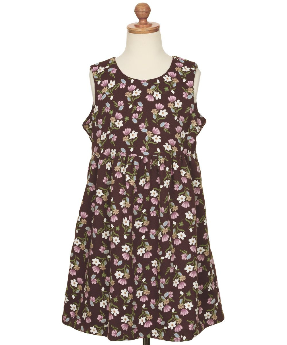 ベビー服 女の子 こども服 キッズ 花柄 ファスナー ブラウン(05) トルソー背面