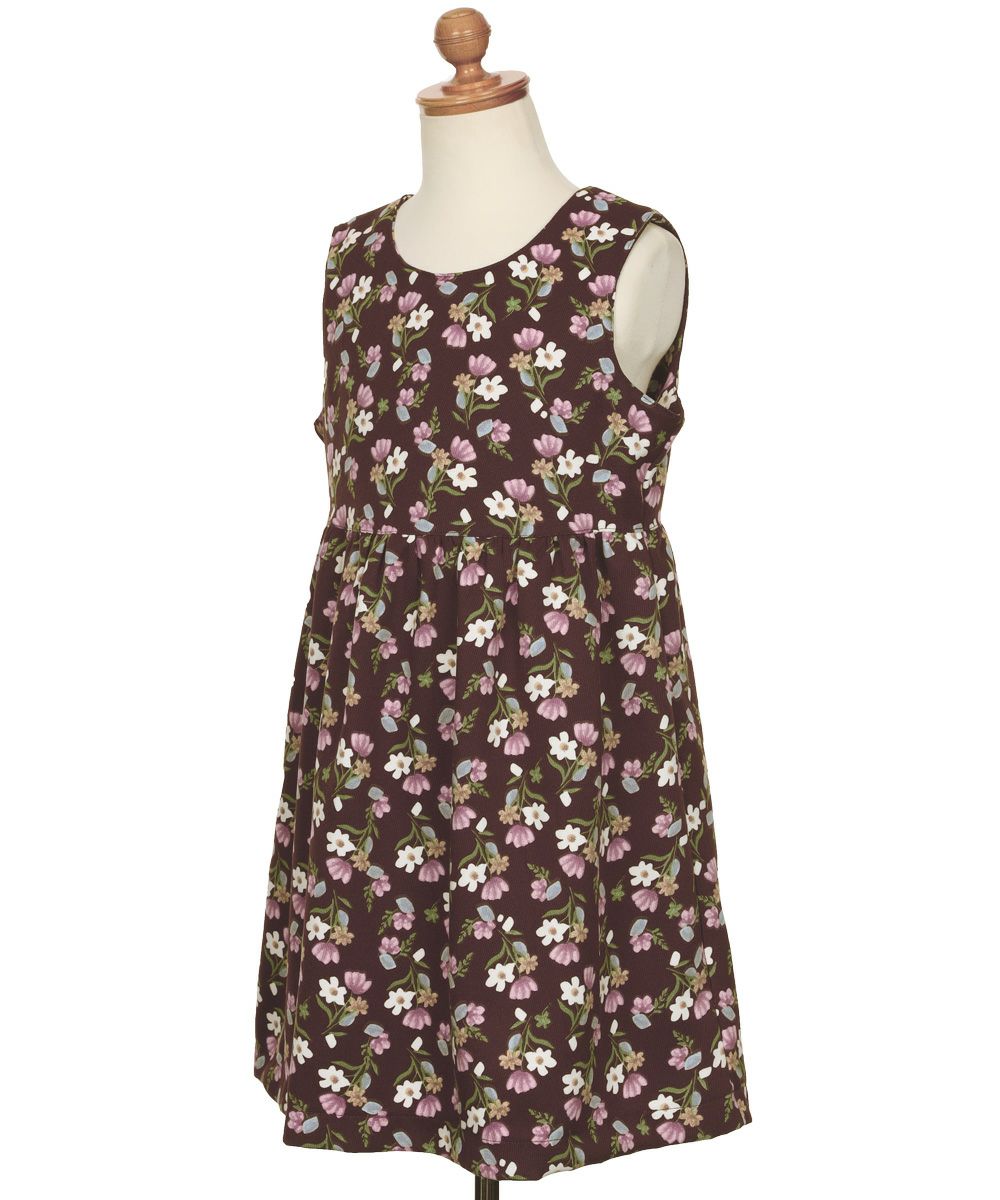 ベビー服 女の子 こども服 キッズ 花柄 ファスナー ブラウン(05) トルソー斜め