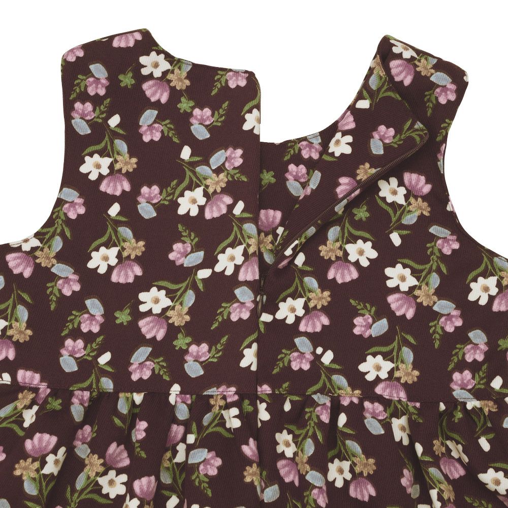 ベビー服 女の子 こども服 キッズ 花柄 ファスナー ブラウン(05) デザインポイント1