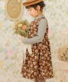 ベビー服 女の子 花柄プリントワンピース ブラウン(05)