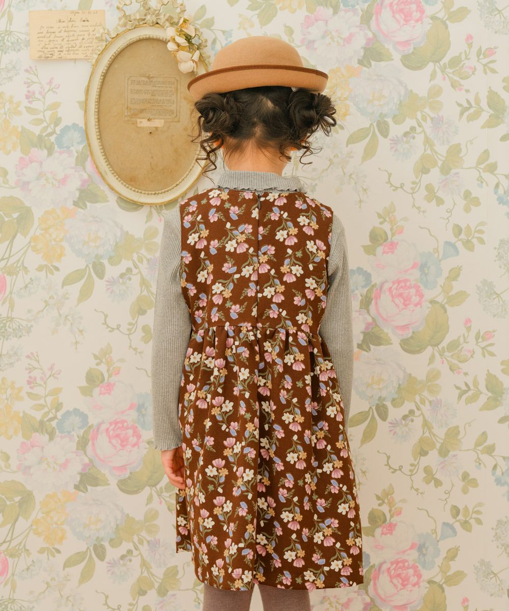 ベビー服 女の子 こども服 キッズ 花柄 ファスナー ブラウン(05) モデル画像2