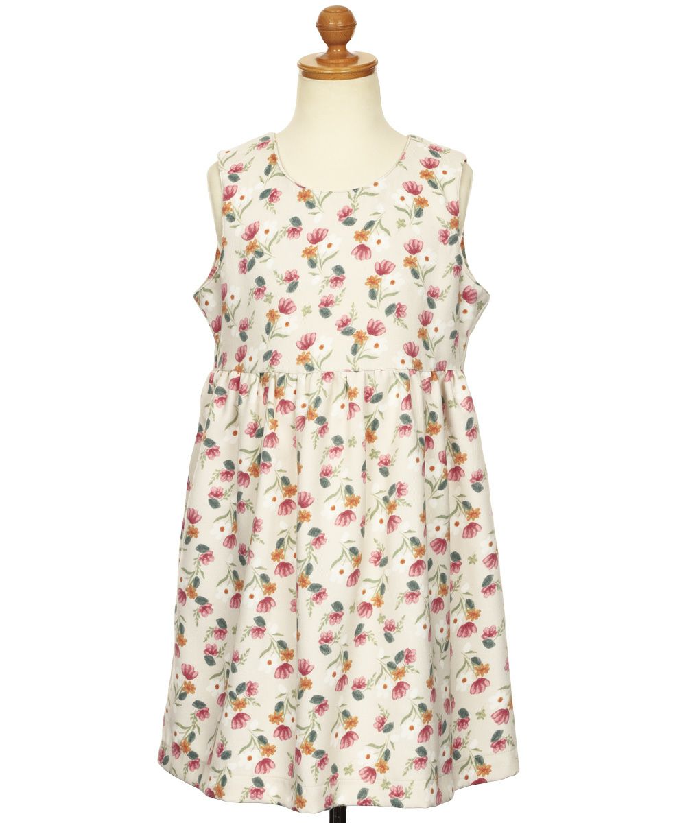 ベビー服 女の子 こども服 キッズ 花柄 ファスナー アイボリー(12) トルソー正面