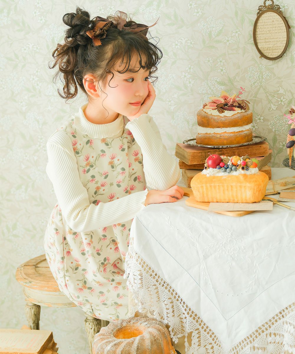 ベビー服 女の子 こども服 キッズ 花柄 ファスナー アイボリー(12) モデル画像1