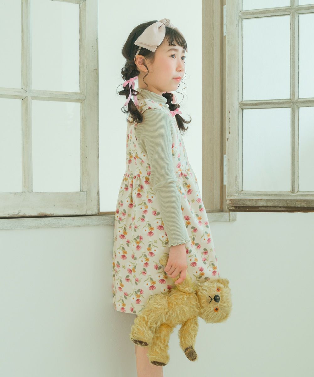 ベビー服 女の子 こども服 キッズ 花柄 ファスナー アイボリー(12) モデル画像2