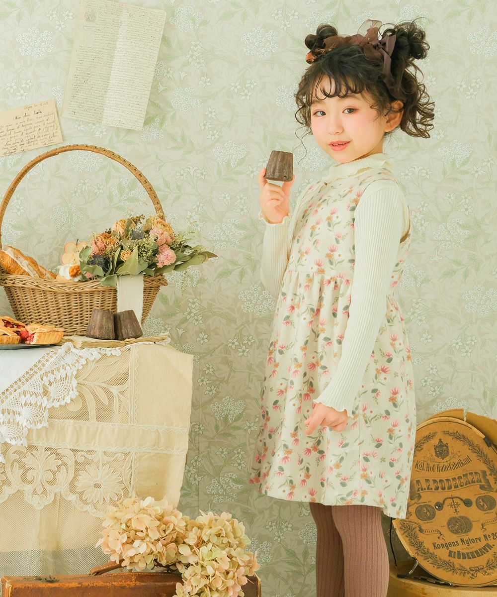 ベビー服 女の子 こども服 キッズ 花柄 ファスナー アイボリー(12) モデル画像4