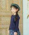 ベビー服 女の子 お花 チュール 微起毛 トレーナー ネイビー(06) モデル画像全身