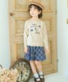 子供服 女の子 チェック柄 フレア キュロットパンツ ネイビー(06) モデル画像アップ