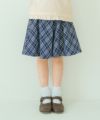 子供服 女の子 チェック柄 フレア キュロットパンツ ネイビー(06) モデル画像1