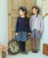 子供服 女の子 チェック柄 フレア キュロットパンツ ネイビー(06) モデル画像4