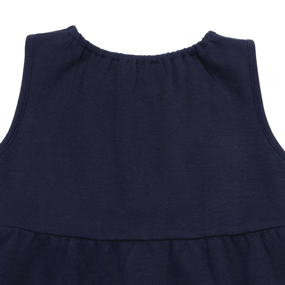 子供服 女の子 綿100％ 音符刺繍 ノースリーブワンピース ネイビー(06) デザインポイント1