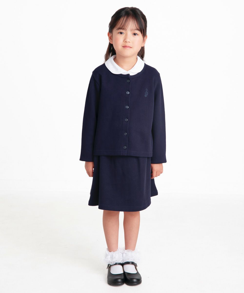 子供服 女の子 綿100％ 音符 刺繍 スカート ネイビー(06) モデル画像