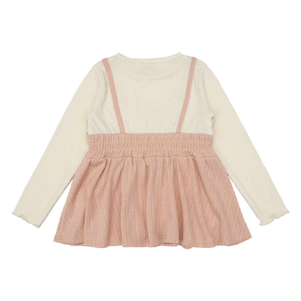 ベビー服 女の子 重ね着風 ペプラム長袖Tシャツ ピンク(02) 背面