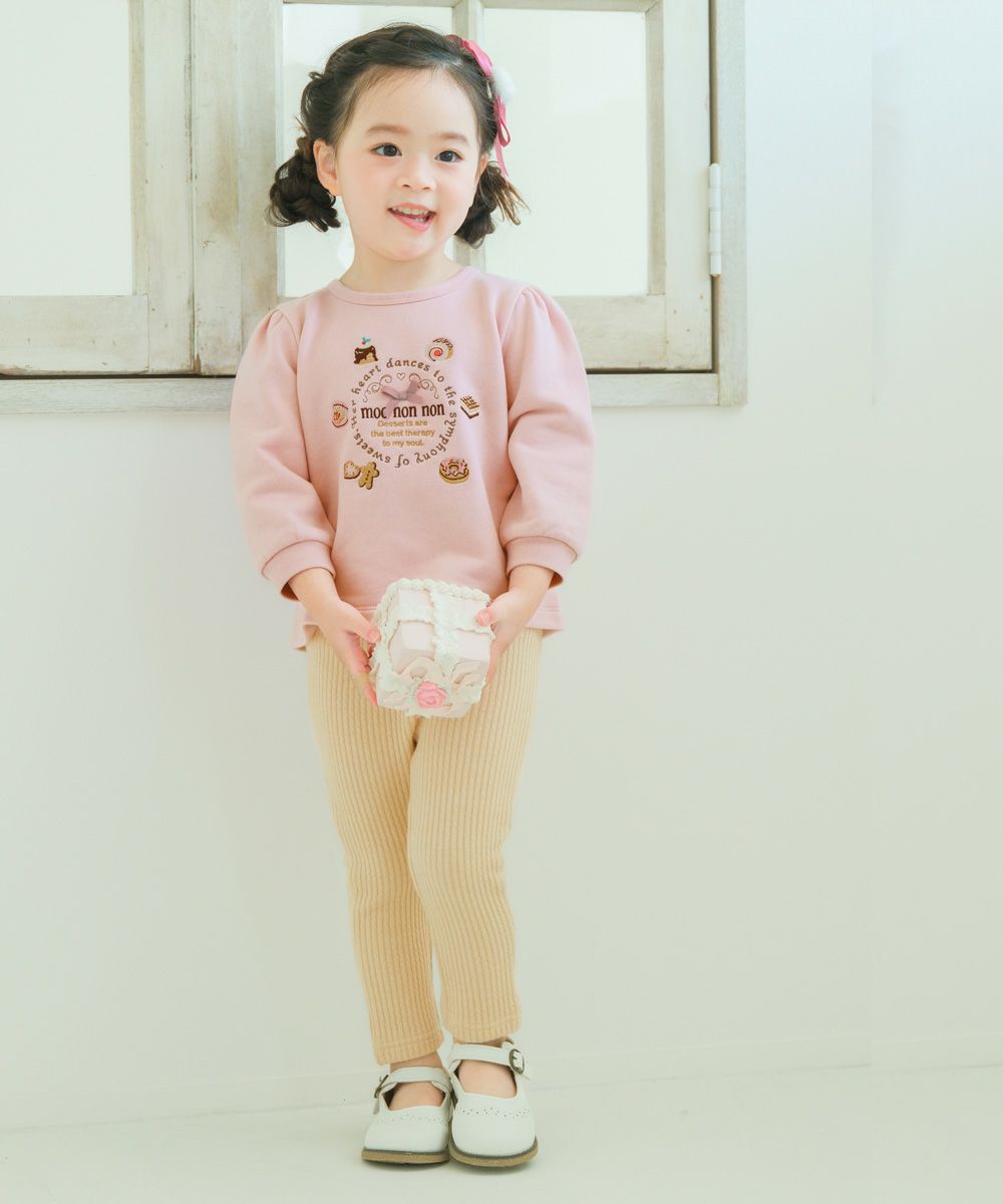 ベビー服 女の子 こども服 キッズ ジュニア リブ ウエストゴム アイボリー(12) モデル画像アップ