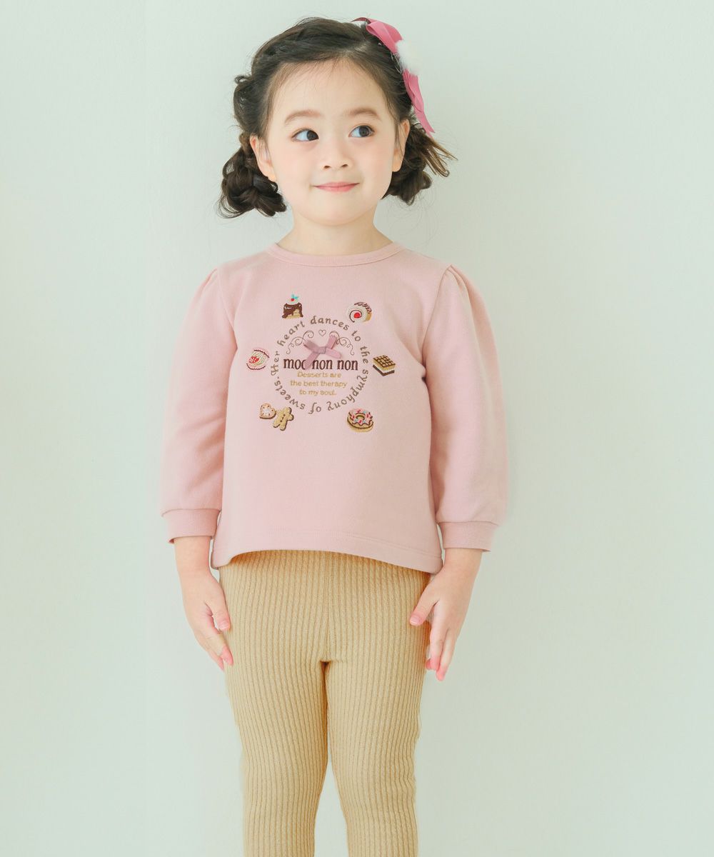 ベビー服 女の子 こども服 キッズ ジュニア リブ ウエストゴム アイボリー(12) モデル画像全身